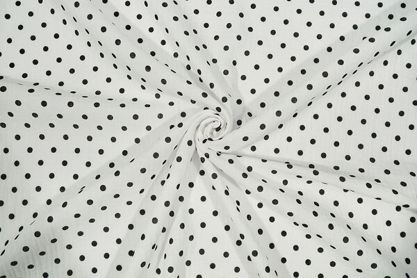 Oeko-Tex® Mussola Pois Bianco Nero Oeko-Tex® Mussola Pois Bianco Nero
