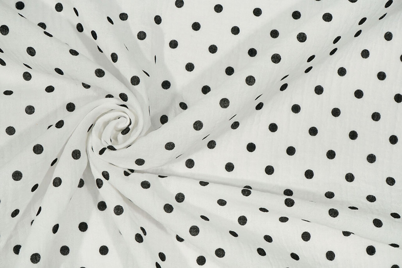 Oeko-Tex® Muselina Puntos Blanco Negro Oeko-Tex® Muselina Puntos Blanco Negro