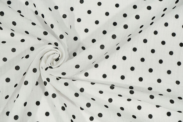 Oeko-Tex® Muselina Puntos Blanco Negro Oeko-Tex® Muselina Puntos Blanco Negro