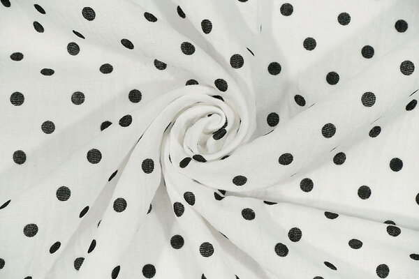 Oeko-Tex® Coton Double Gaze Pois Blanc Noir Oeko-Tex® Coton Double Gaze Pois Blanc Noir
