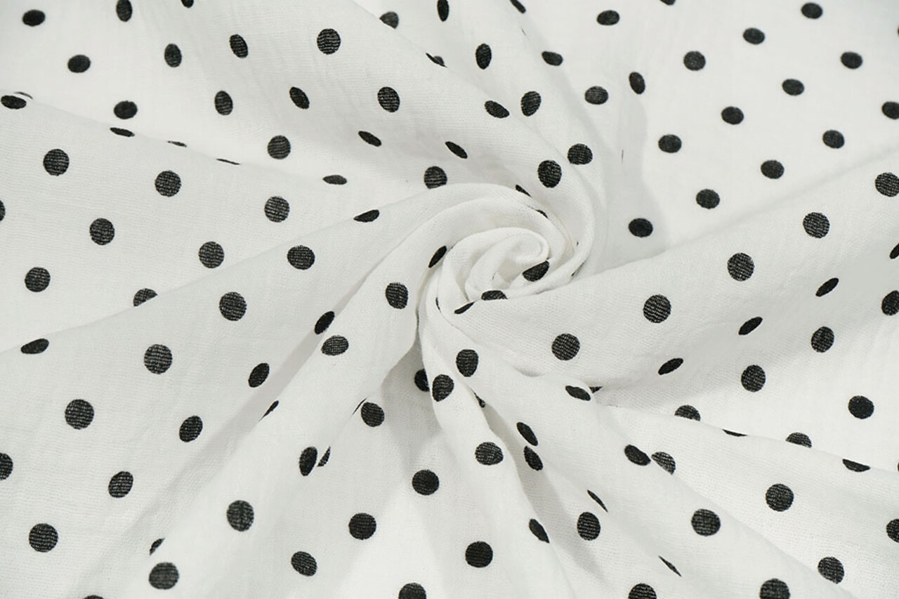 Oeko-Tex® Muselina Puntos Blanco Negro Oeko-Tex® Muselina Puntos Blanco Negro