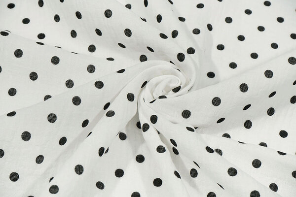 Oeko-Tex® Mussola Pois Bianco Nero Oeko-Tex® Mussola Pois Bianco Nero
