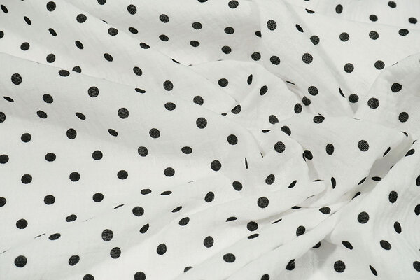 Oeko-Tex® Mussola Pois Bianco Nero Oeko-Tex® Mussola Pois Bianco Nero