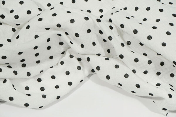Oeko-Tex® Coton Double Gaze Pois Blanc Noir Oeko-Tex® Coton Double Gaze Pois Blanc Noir