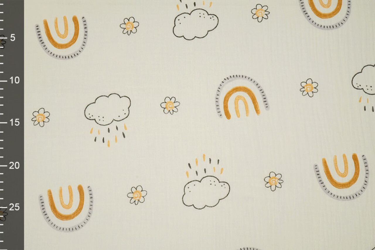 Oeko-Tex® Coton Double Gaze Arc-en-Ciel Nuages Oeko-Tex® Coton Double Gaze Arc-en-Ciel Nuages