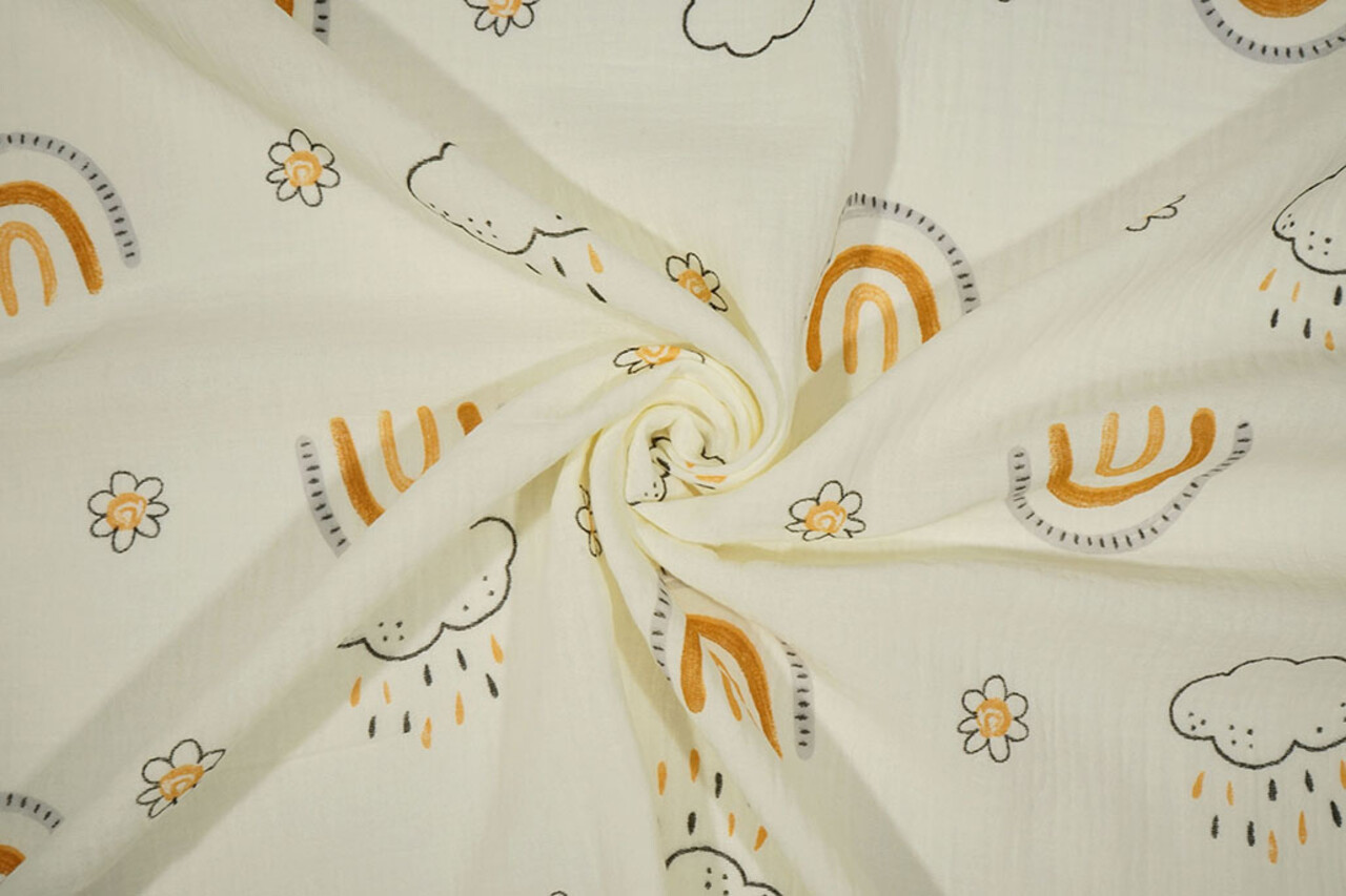 Oeko-Tex® Mussola Arcobaleno Nuvolette Oeko-Tex® Mussola Arcobaleno Nuvolette