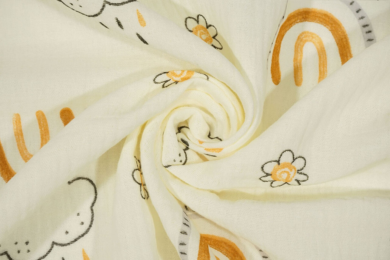 Oeko-Tex® Coton Double Gaze Arc-en-Ciel Nuages Oeko-Tex® Coton Double Gaze Arc-en-Ciel Nuages