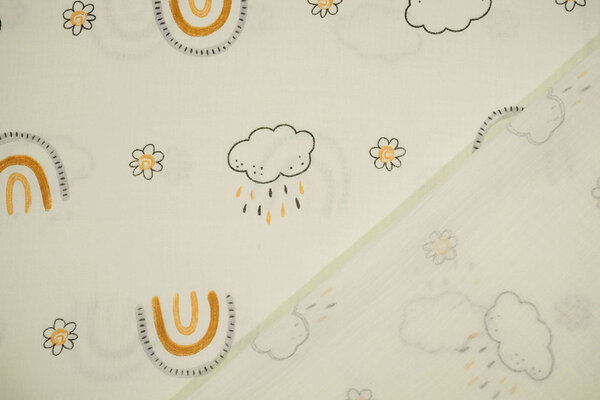 Oeko-Tex® Mussola Arcobaleno Nuvolette Oeko-Tex® Mussola Arcobaleno Nuvolette