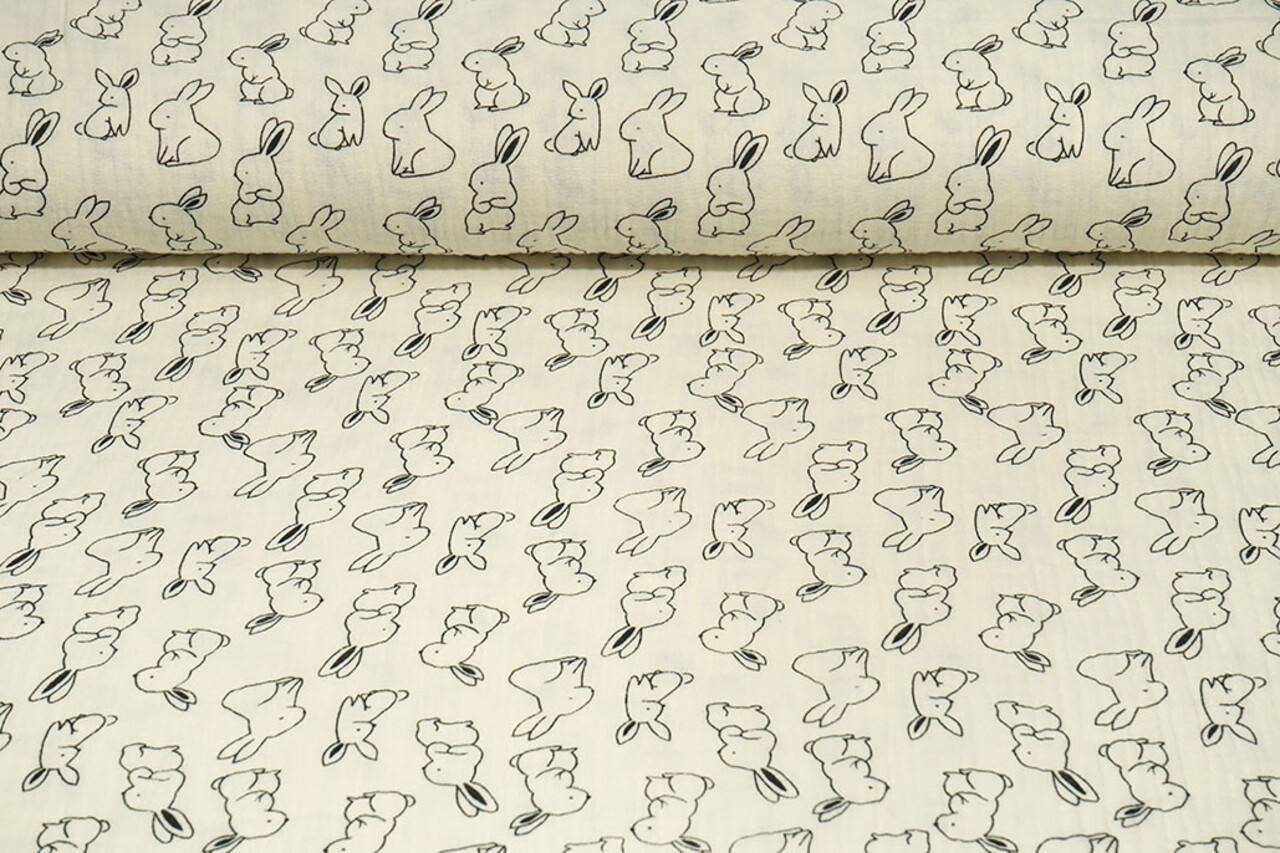 Oeko-Tex® Coton Double Gaze Fluffle Konijntjes Oeko-Tex® Coton Double Gaze Fluffle Konijntjes