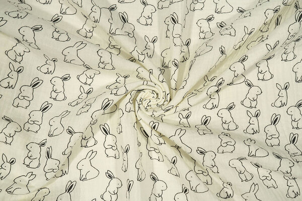 Oeko-Tex® Coton Double Gaze Fluffle Konijntjes Oeko-Tex® Coton Double Gaze Fluffle Konijntjes