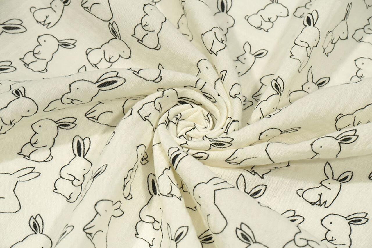 Oeko-Tex® Coton Double Gaze Fluffle Konijntjes Oeko-Tex® Coton Double Gaze Fluffle Konijntjes