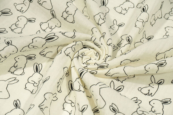 Oeko-Tex® Coton Double Gaze Fluffle Konijntjes Oeko-Tex® Coton Double Gaze Fluffle Konijntjes