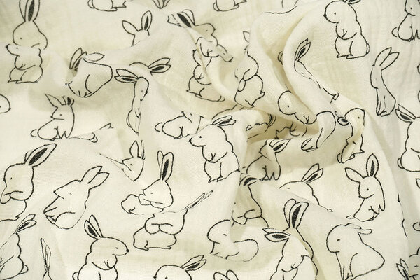 Oeko-Tex®  Baumwoll Musselin Fluffle Kaninchen Oeko-Tex®  Baumwoll Musselin Fluffle Kaninchen