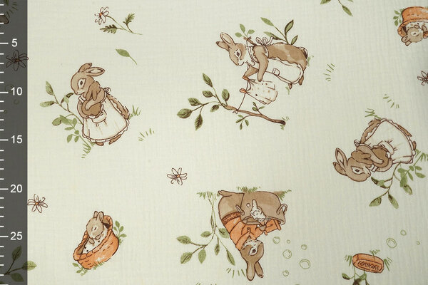 Oeko-Tex®  Baumwoll Musselin Hazelhop Kaninchen
