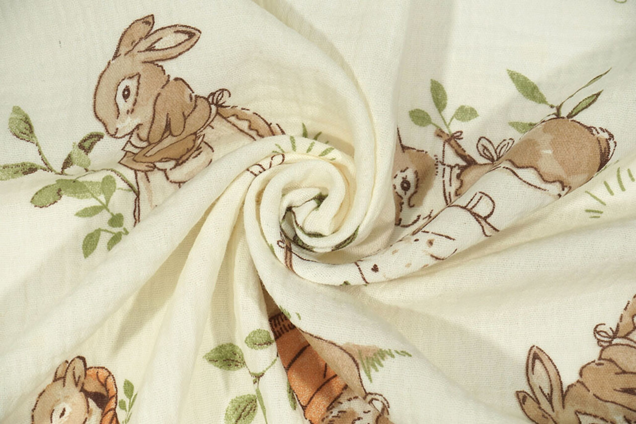 Oeko-Tex®  Coton Double Gaze Hazelhop Konijnen