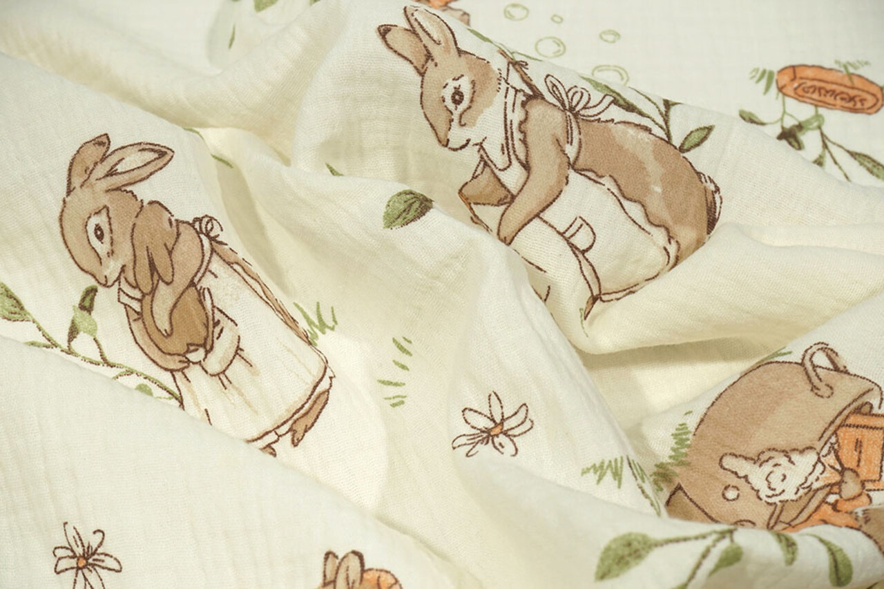 Oeko-Tex®  Coton Double Gaze Hazelhop Konijnen