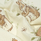 Oeko-Tex®  Baumwoll Musselin Hazelhop Kaninchen