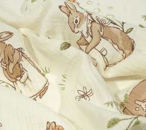 Oeko-Tex® Coton Double Gaze Hazelhop Konijnen Oeko-Tex® Coton Double Gaze Hazelhop Konijnen