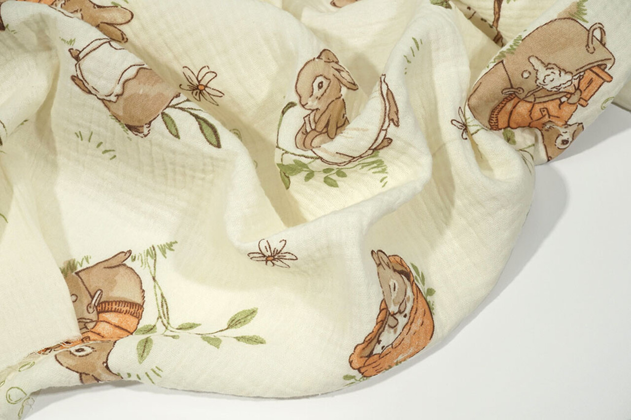 Oeko-Tex®  Coton Double Gaze Hazelhop Konijnen