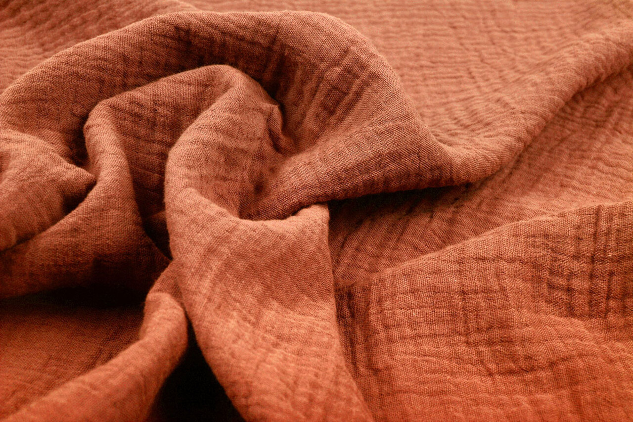 Oeko-Tex® Tela de Muselina Naranja Ladrillo Oeko-Tex® Tela de Muselina Naranja Ladrillo