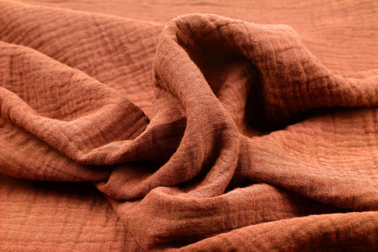 Oeko-Tex®  Coton Double Gaze Tissu Orange Brique