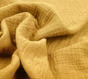 Oeko-Tex® Tessuto di Mussola Ocra Chiara Giallo Oeko-Tex® Tessuto di Mussola Ocra Chiara Giallo