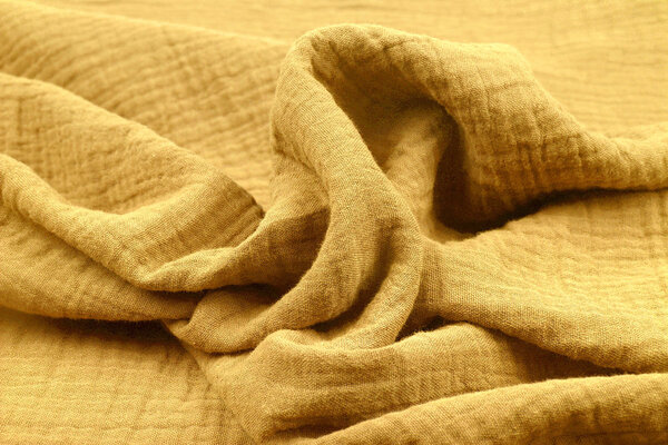 Oeko-Tex®  Coton Double Gaze Tissu Clair Ocre Jaune