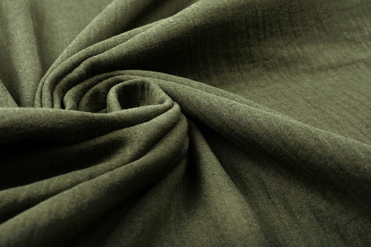 Oeko-Tex® Coton Double Gaze Tissu Vert Militaire Oeko-Tex® Coton Double Gaze Tissu Vert Militaire