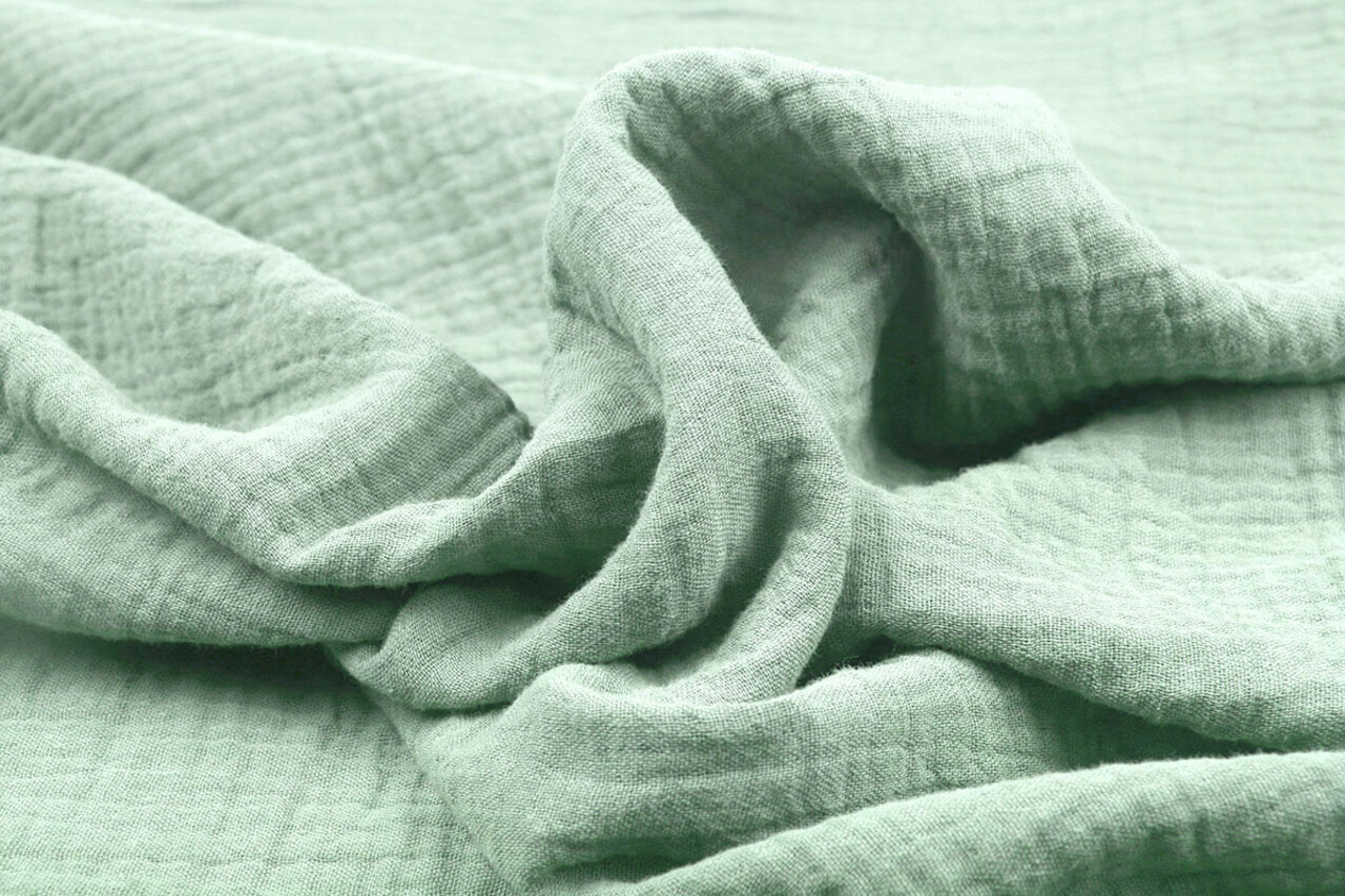Oeko-Tex® Coton Double Gaze Tissu Vert Ancien Clair Oeko-Tex® Coton Double Gaze Tissu Vert Ancien Clair
