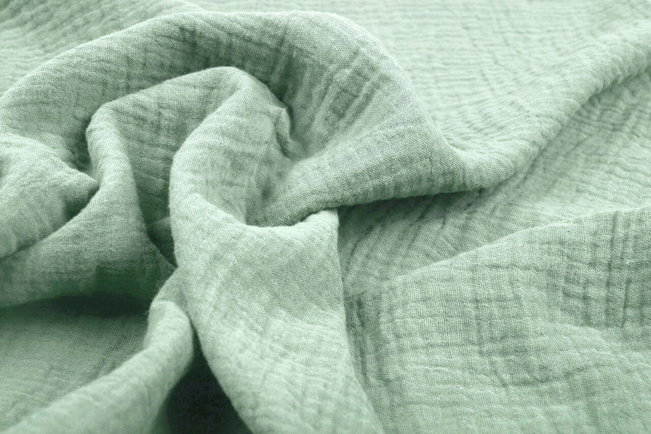 Oeko-Tex® Coton Double Gaze Tissu Vert Ancien Clair Oeko-Tex® Coton Double Gaze Tissu Vert Ancien Clair