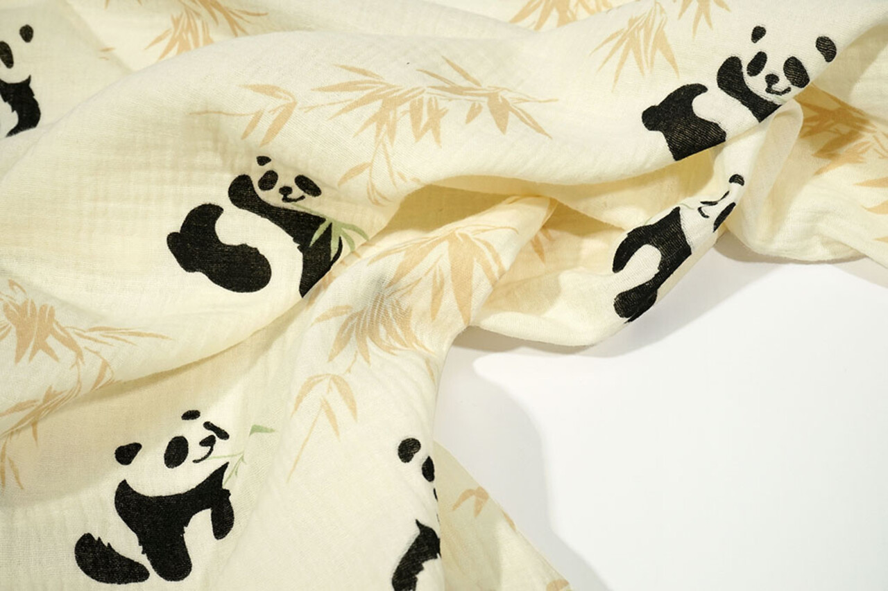 Oeko-Tex® Coton Double Gaze Panda Beer Oeko-Tex® Coton Double Gaze Panda Beer