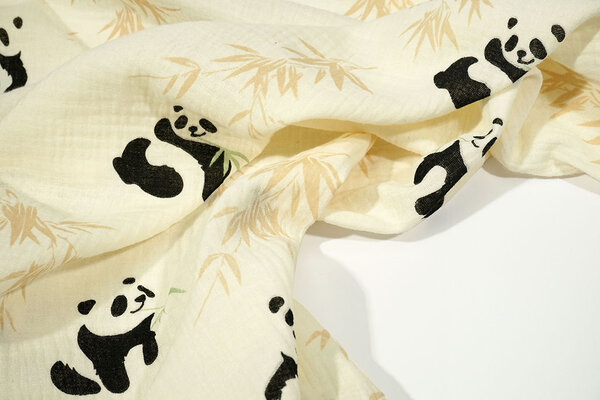 Oeko-Tex® Coton Double Gaze Panda Beer Oeko-Tex® Coton Double Gaze Panda Beer
