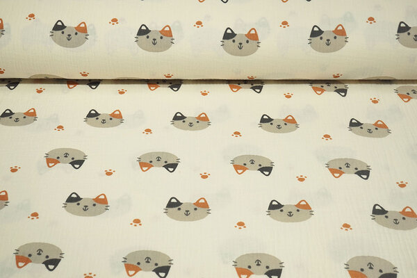 Oeko-Tex® Coton Double Gaze Poezenkop Maozi Oeko-Tex® Coton Double Gaze Poezenkop Maozi