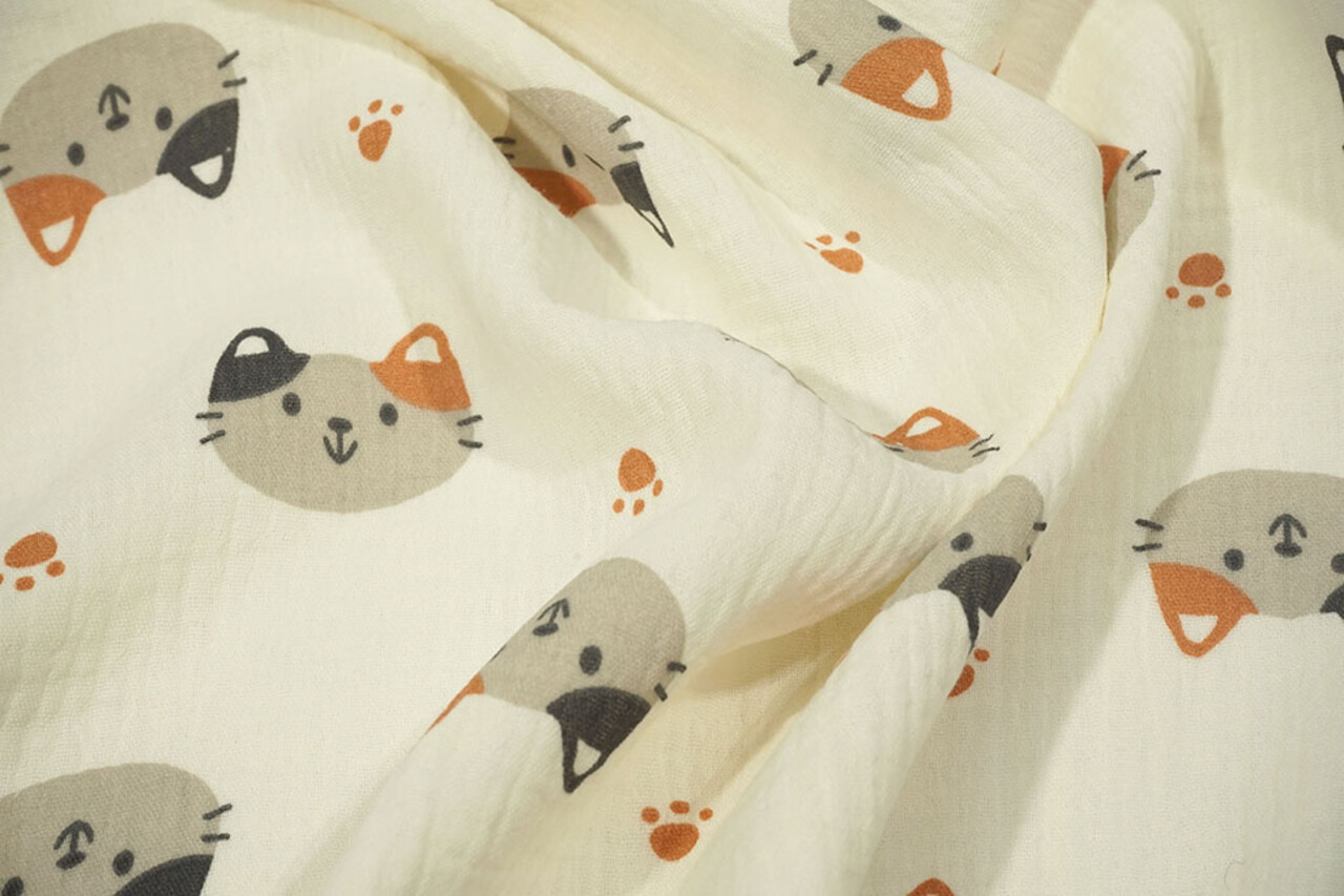 Oeko-Tex® Coton Double Gaze Poezenkop Maozi Oeko-Tex® Coton Double Gaze Poezenkop Maozi