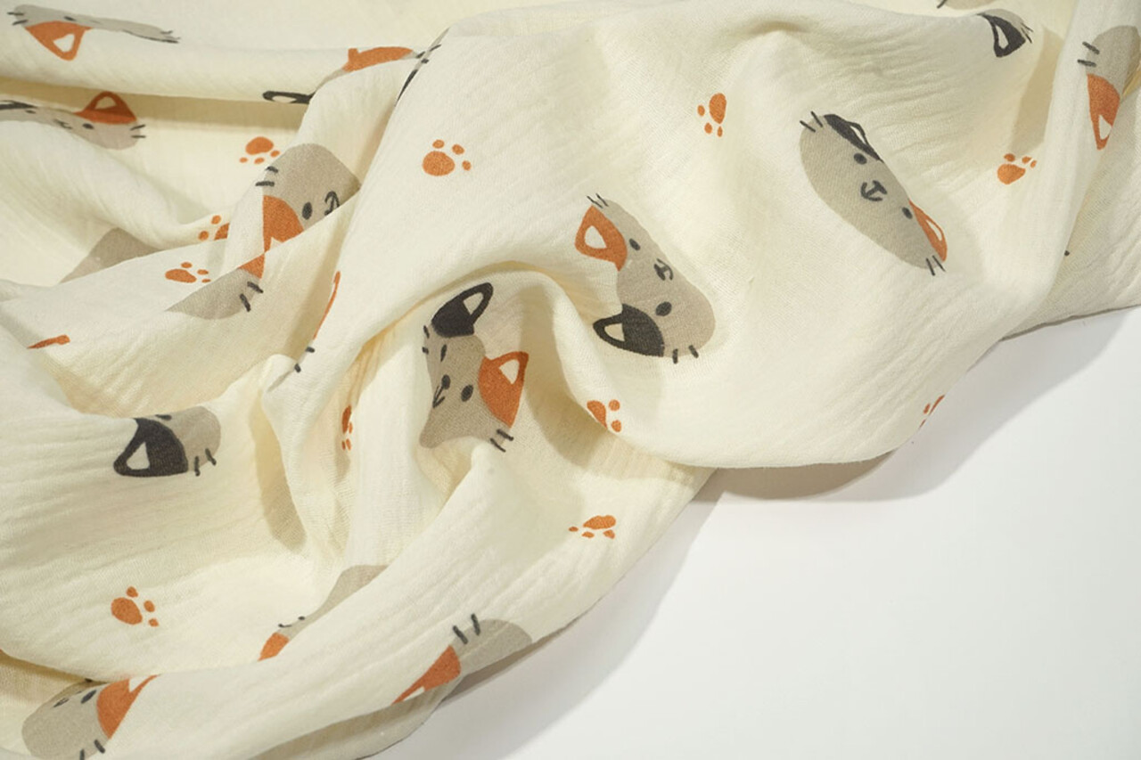 Oeko-Tex® Coton Double Gaze Poezenkop Maozi Oeko-Tex® Coton Double Gaze Poezenkop Maozi