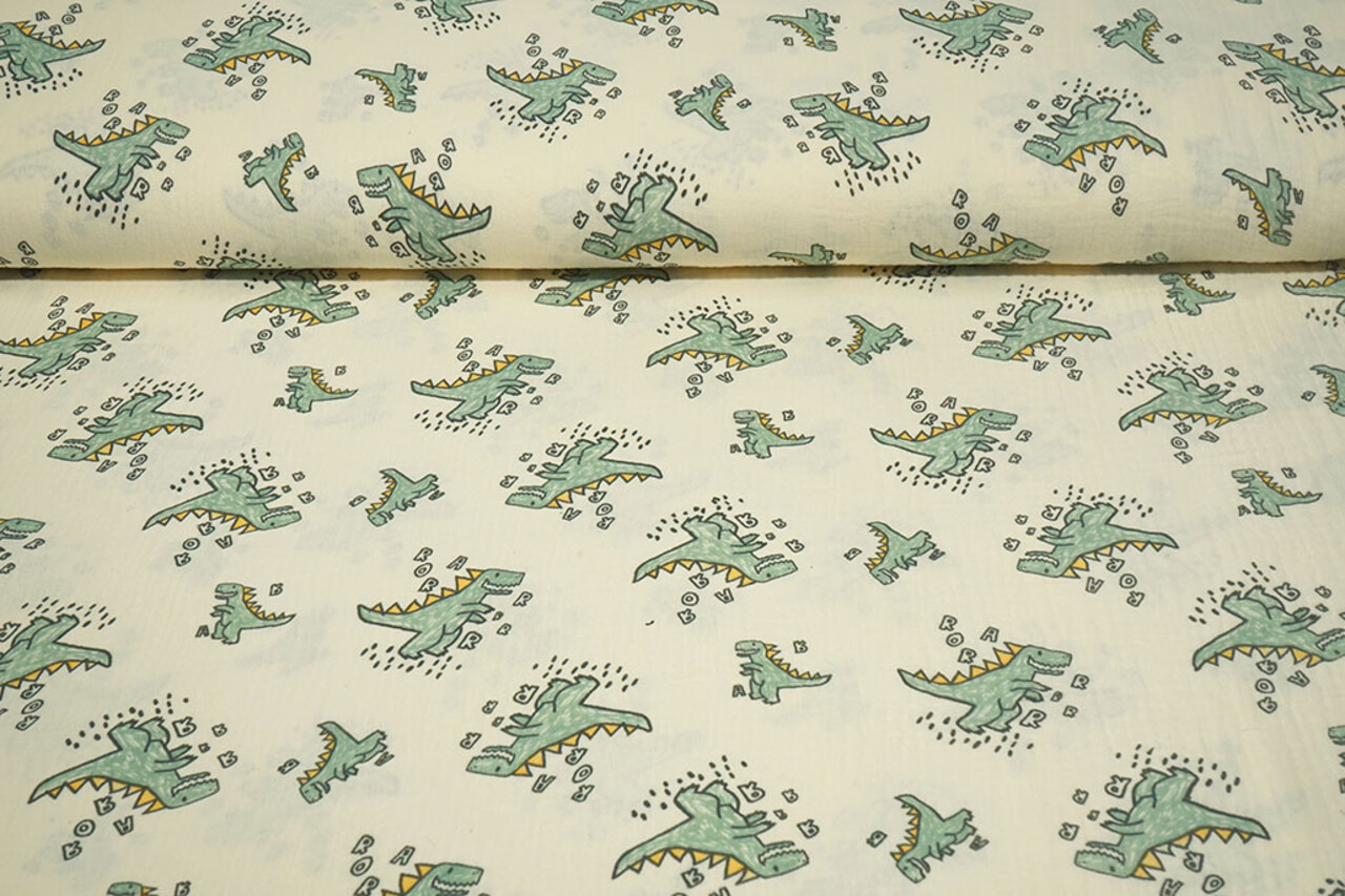 Oeko-Tex®  Baumwoll Musselin Dino Munchi