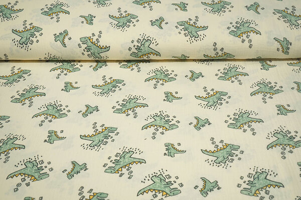 Oeko-Tex®  Baumwoll Musselin Dino Munchi