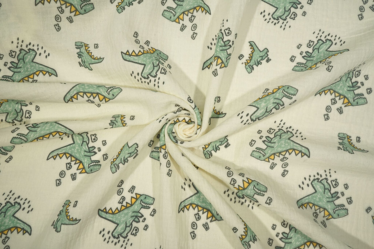 Oeko-Tex®  Baumwoll Musselin Dino Munchi