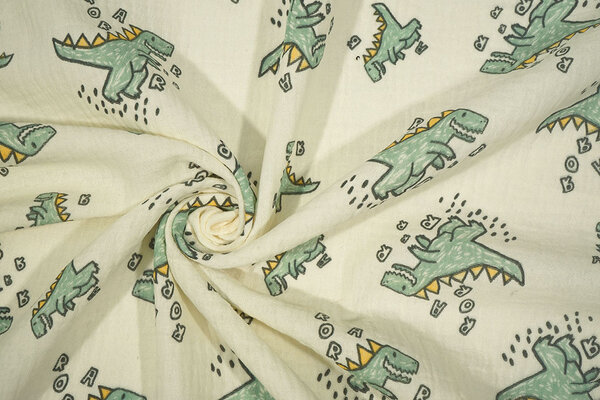Oeko-Tex® Coton Double Gaze Dino Munchi Oeko-Tex® Coton Double Gaze Dino Munchi