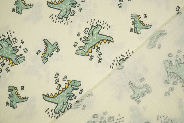 Oeko-Tex® Coton Double Gaze Dino Munchi Oeko-Tex® Coton Double Gaze Dino Munchi
