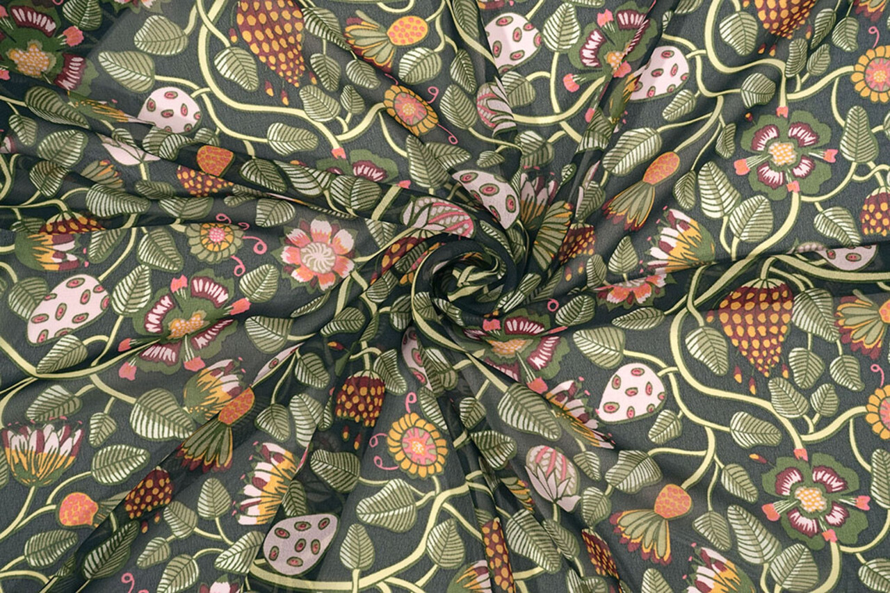 Chiffon Printed Siennaflor Black Chiffon Printed Siennaflor Black