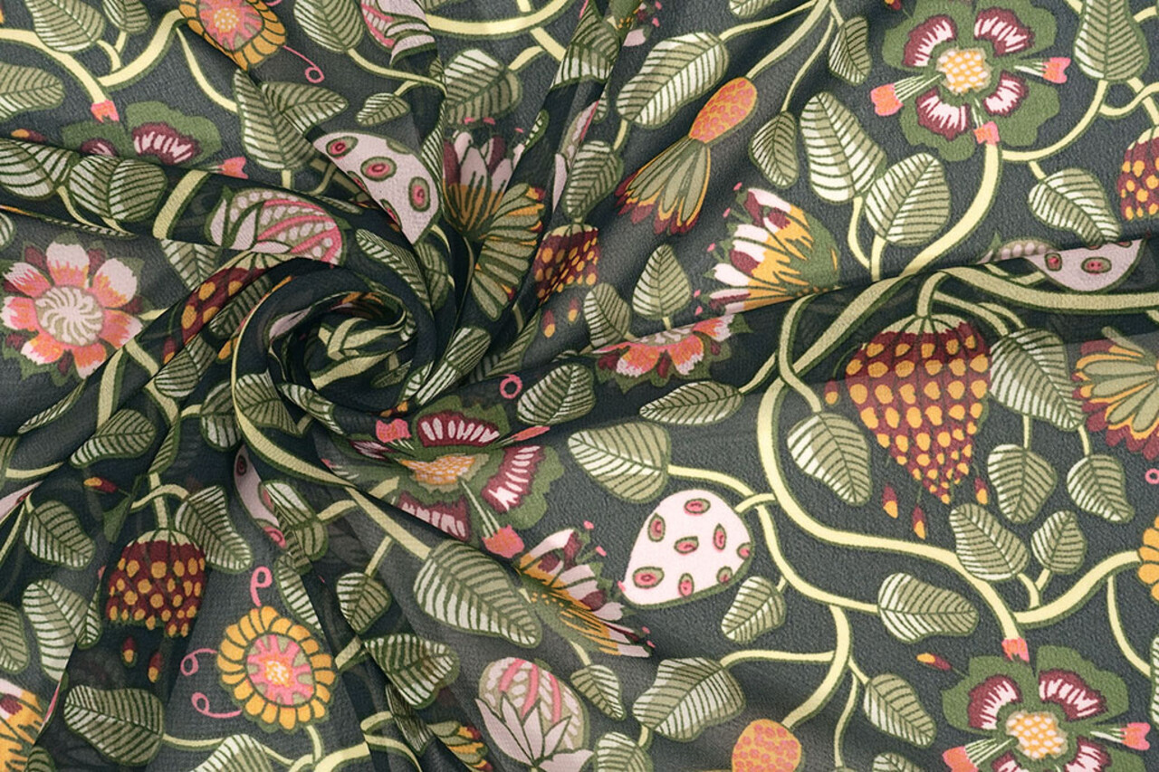 Chiffon Printed Siennaflor Black Chiffon Printed Siennaflor Black