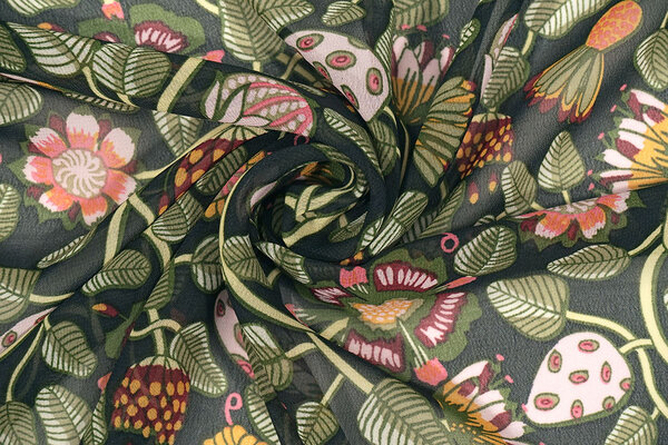 Chiffon Bedruckt Siennaflor Schwarz