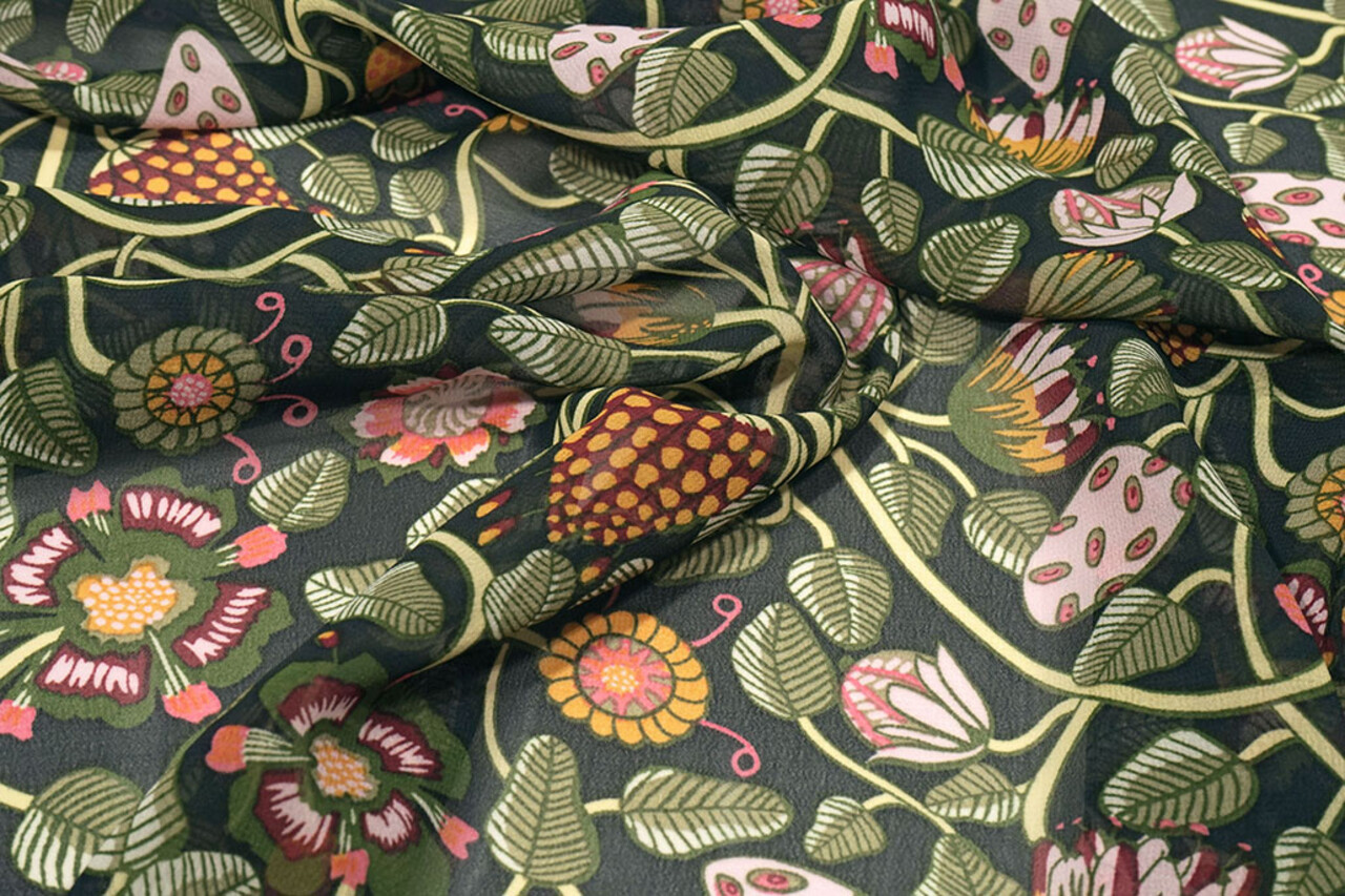 Chiffon Bedruckt Siennaflor Schwarz