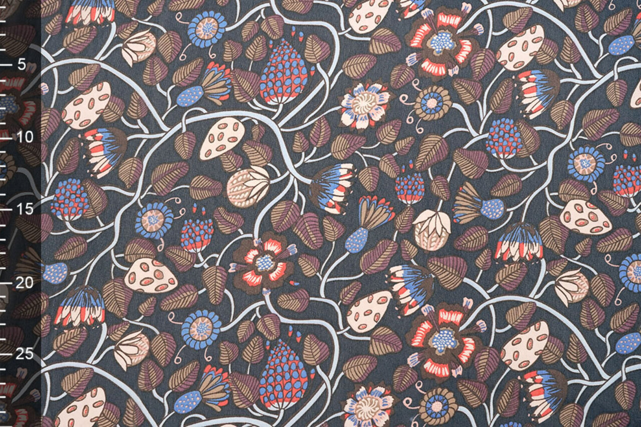 Chiffon Stampato Siennaflor Blu Navy Chiffon Stampato Siennaflor Blu Navy