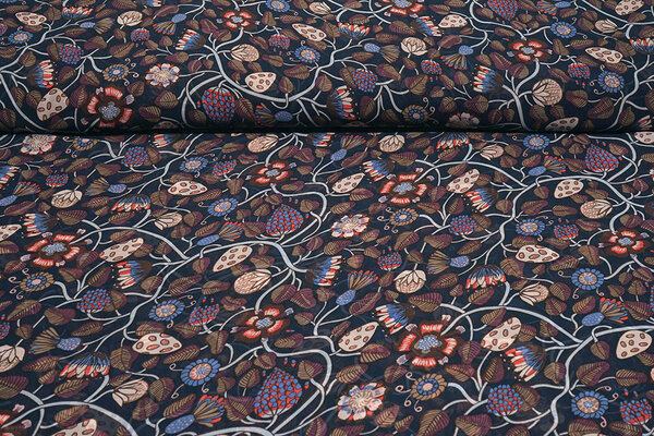 Chifón Estampado Siennaflor Azul Marino Chifón Estampado Siennaflor Azul Marino
