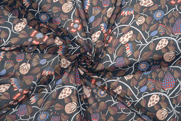 Chiffon Stampato Siennaflor Blu Navy Chiffon Stampato Siennaflor Blu Navy