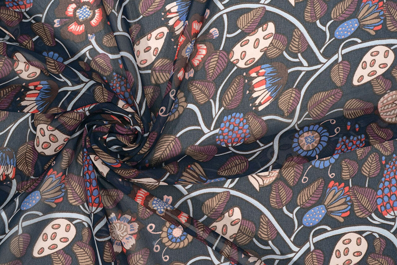 Chiffon Printed Siennaflor Navy Chiffon Printed Siennaflor Navy