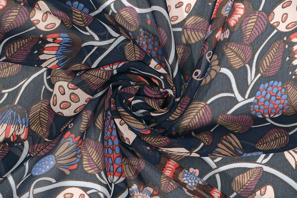 Chiffon Bedruckt Siennaflor Marine Chiffon Bedruckt Siennaflor Marine