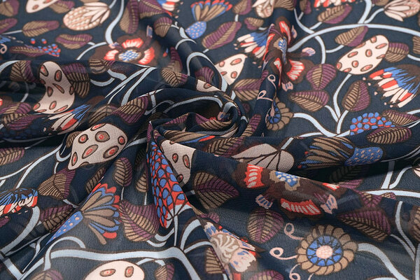 Chiffon Printed Siennaflor Navy Chiffon Printed Siennaflor Navy